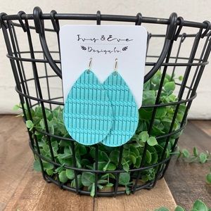 Genuine Leather Turquoise Knot Earrings